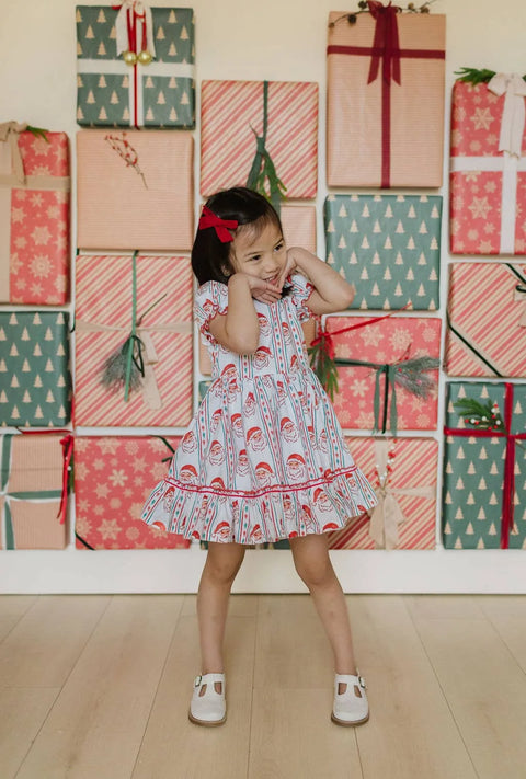 Aura Poplin Dress in Vintage Santa