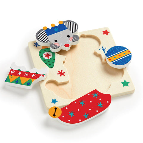 Set of 4 Wood Puzzles for Kids - Festive Friends
