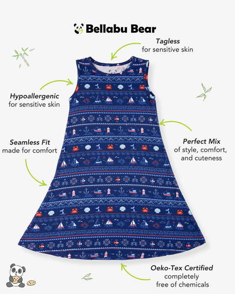 Girls' Sleeveless Bamboo Dress/Nightgown - Sail Away Fair Isle