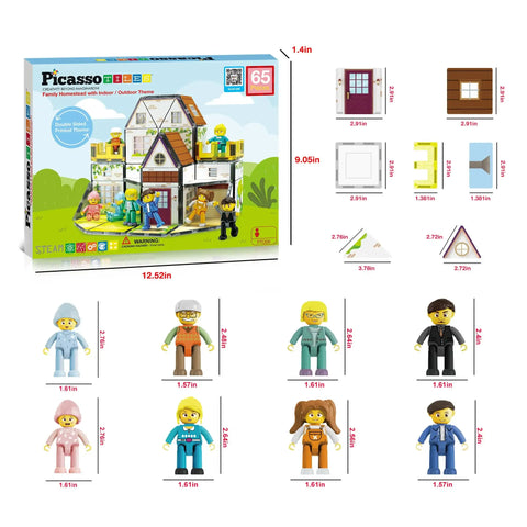 Family Homestead Doll House Magnetic Building Tile Set