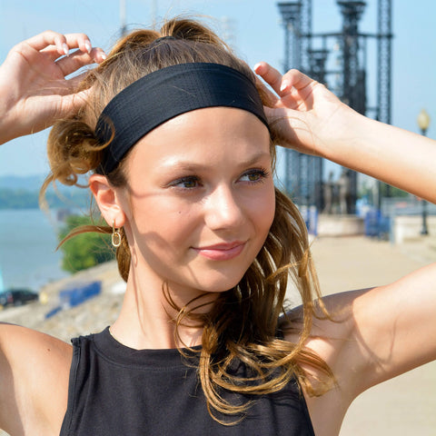 Adjustable No Slip Mesh Sport Headband - Black