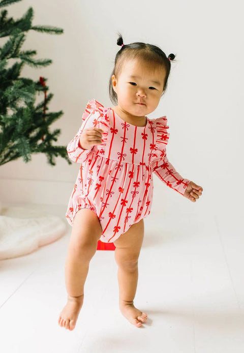 Leah Baby Romper in Dainty Bows