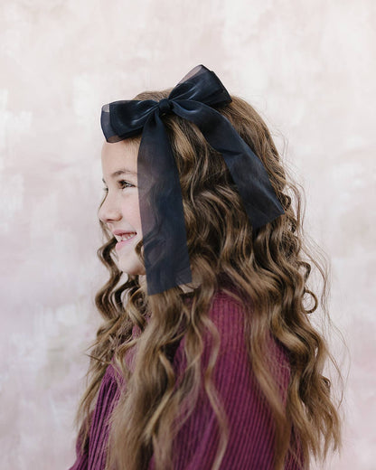 Sheer Black Organza Hair Bow 