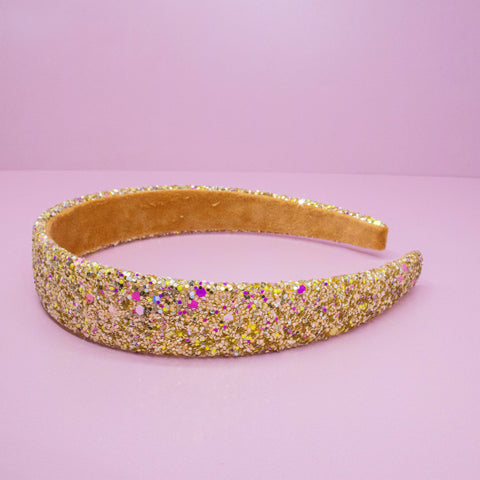 Tapered Chunky Glitter Headband - Gold