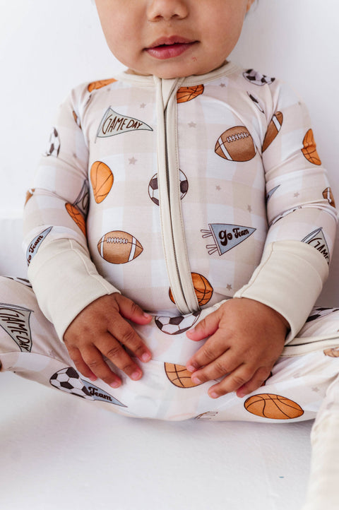 Game Day Gingham Bamboo Convertible Footie for Babies
