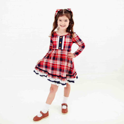 Rudolph’s Plaid Graceful Ruffle Dress