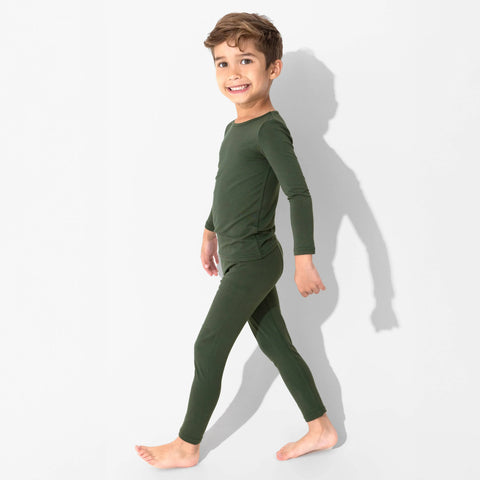 Kids Bamboo Pajama Set - Safari Green