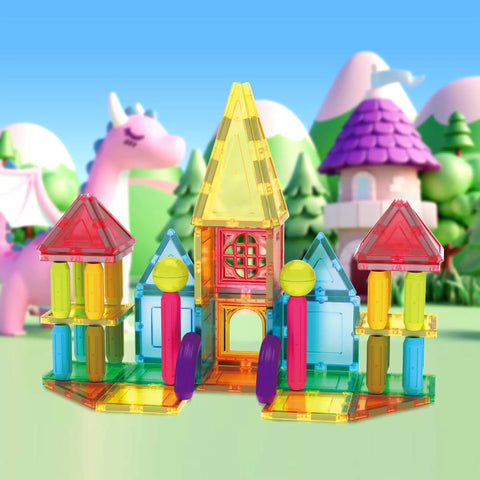 PicassoTiles Magnetic Tile & Sticks Building Set (82 Pieces)