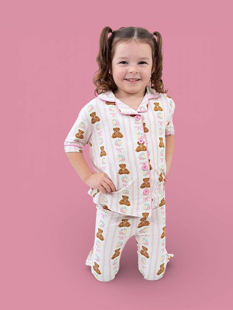 Girls Flare Bamboo Pajama Set - Bear & Blossoms