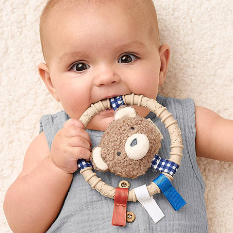 Itzy Ring Pal™ - Teething Ring with Taupe Bear