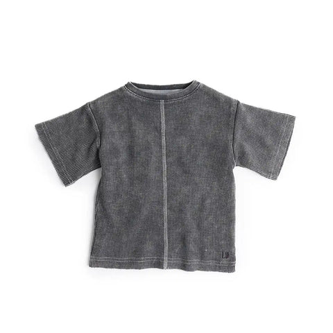 Acid Wash Waffle Tee - Black