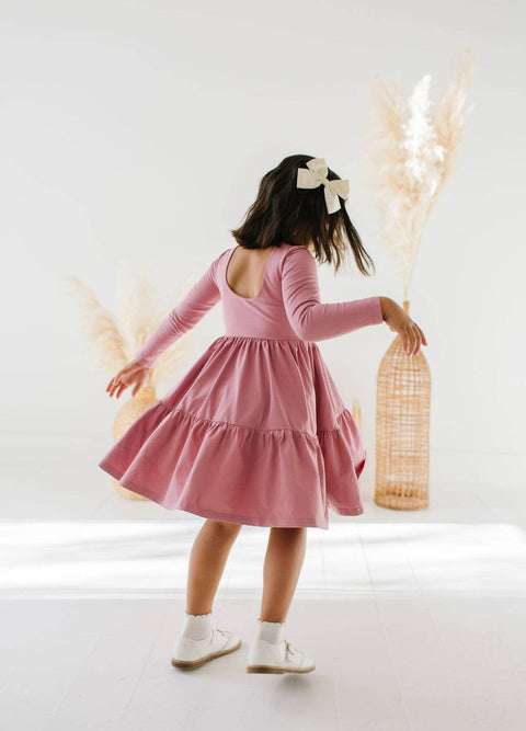 Gwendolyn Ruffle Dress in Antique Rose