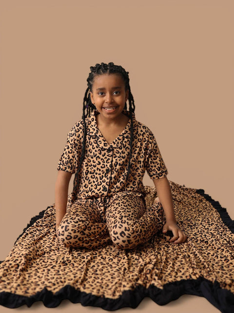 Girls Flare Bamboo Pajama Set - Leopard Dream