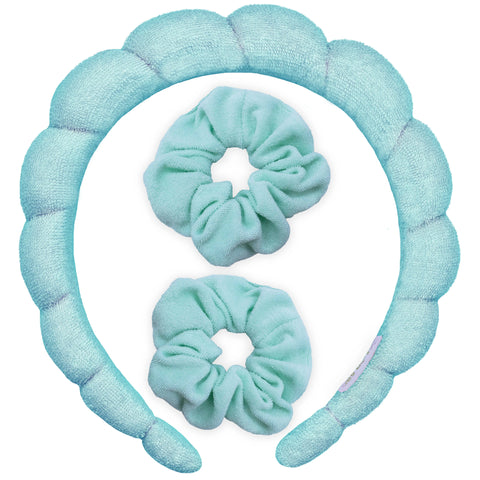 Spa Headband & Scrunchie Wristband Set - Mint