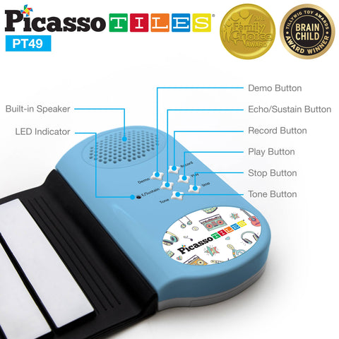 PicassoTiles Flexible Roll-Up Piano Keyboard