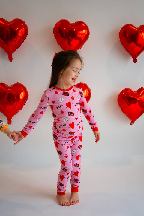 Valentine's Day Love Letters Bamboo Pajama Set for Kids