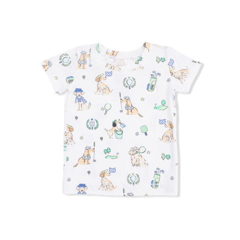 Short Sleeve Loungewear Set - Country Club Dogs Neutral