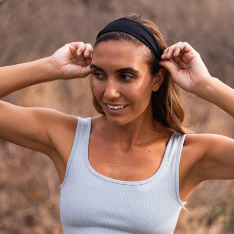 Adjustable No Slip Mesh Sport Headband - Black