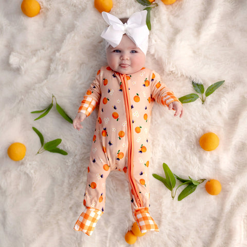 Sweet Tangerine Blossoms Convertible Footie