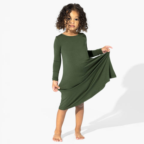 Girls' Long Sleeve Bamboo Dress/Nightgown - Evergreen