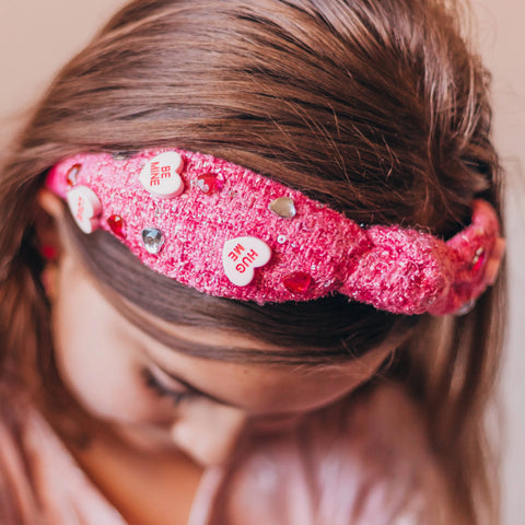 Embellished Knot Headband - Candy Valentines Day Heart