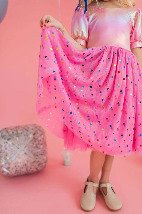 Diana Dress - Pink Confetti Lamé