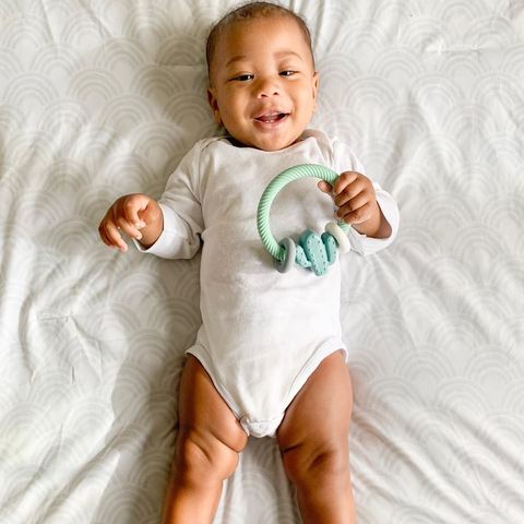 Ritzy Rattle™ Silicone Teething Rattle - Highland Cow