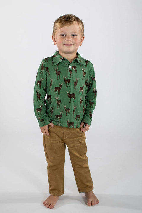 Deer Long Sleeve Polo Shirt