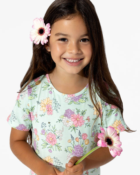 Girls' Short Sleeve Bamboo Dress/Nightgown - Petals & Posies