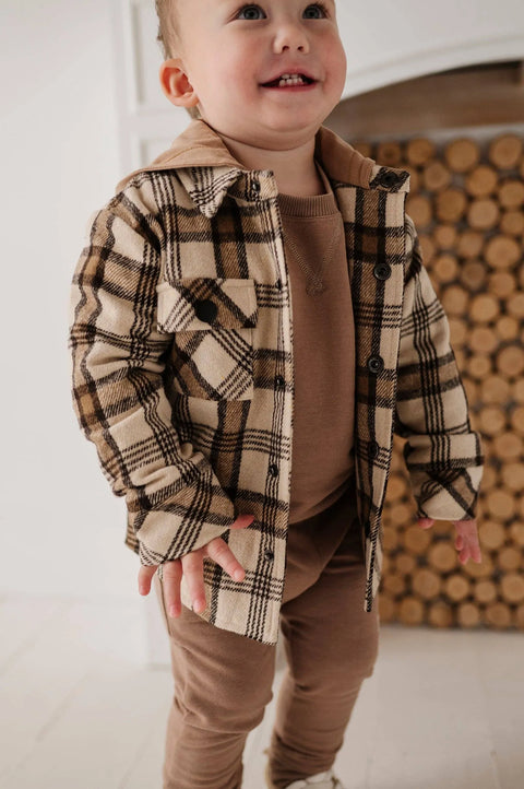 Hooded Shacket - Desert Plaid