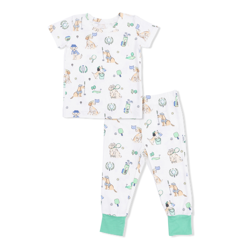 Short Sleeve Loungewear Set - Country Club Dogs Neutral