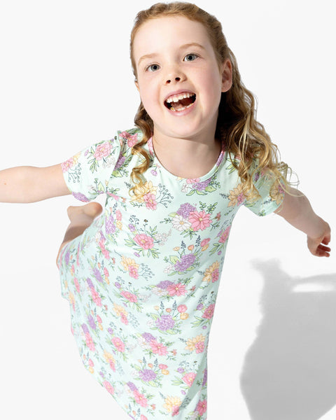 Girls' Short Sleeve Bamboo Dress/Nightgown - Petals & Posies