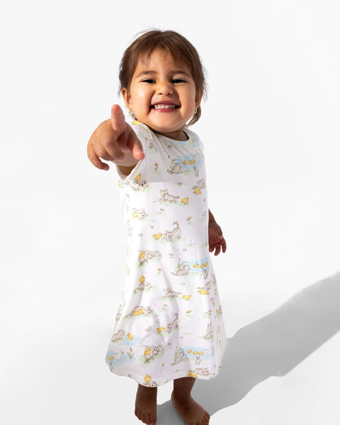 Girls' Short Sleeve Bamboo Dress/Nightgown - Tiny Tails Tales