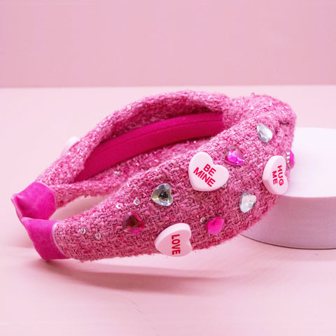Embellished Knot Headband - Candy Valentines Day Heart