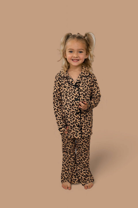 Girls Flare Bamboo Pajama Set - Leopard Dream