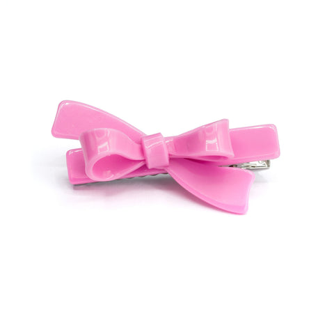 Single Bow Hair Clip - Candy Pink