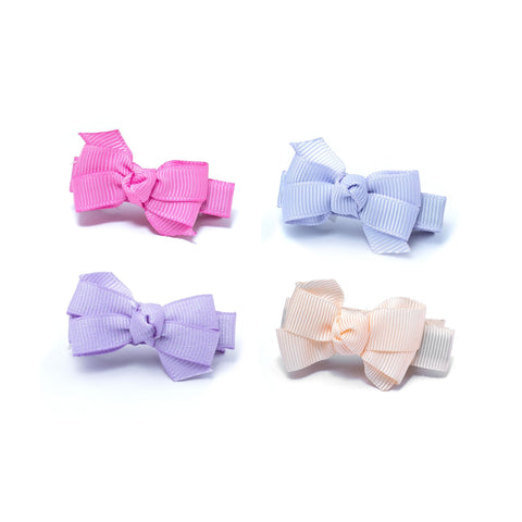 Little Bows Pink & Purple Shades Fabric Hair Clips