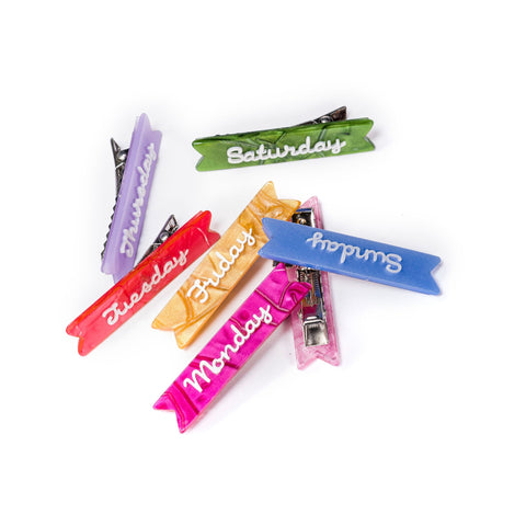Days of the Week Pastel Hair Clips