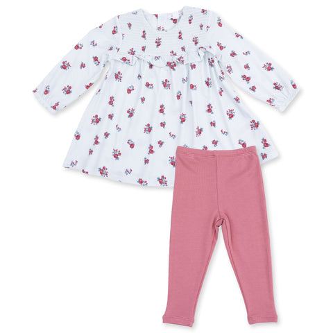 Long Sleeve Smocked Ruffle Dress & Legging - Alyssa Floral