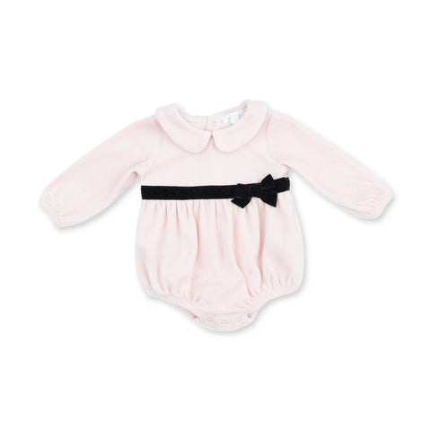 Velour Bubble with Peter Pan Collar - Velour Soft Pink