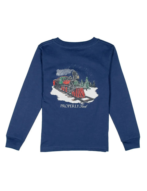 Boys Pt Holiday Express LS Tee - River Blue