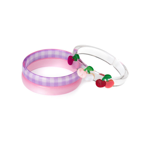Cherry Pink & Red Checkered Bangles