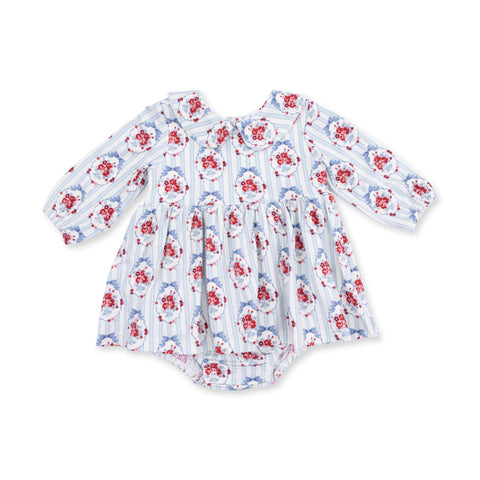 Long Sleeve Peter Pan Collar Bubble with Skirt - Beverly Cameo Stripe