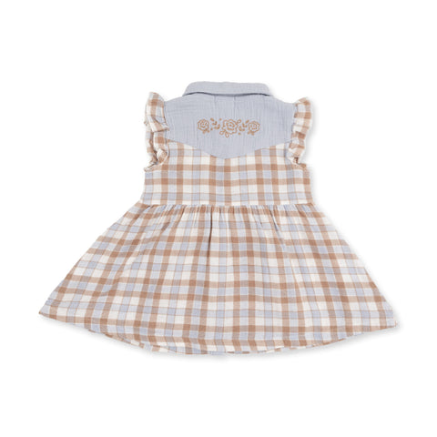 Western Pearl Snap Dress & Bloomer - Western Plaid