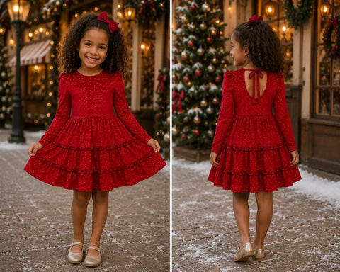 Ruby Velvet Tie Back Dress for Girls