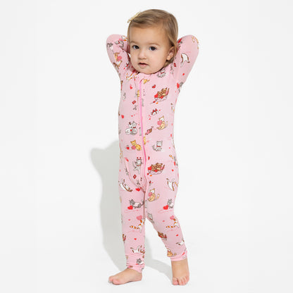 Feline Love Convertible Footie Bamboo Pajama