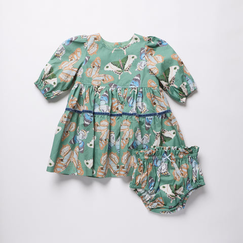 Baby Girls Maribelle Dress Set - Green Butterflies