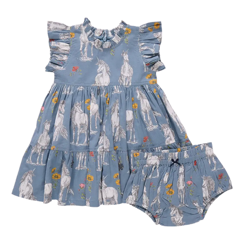 Baby Girls Jennifer Dress Set - Unicorn Field