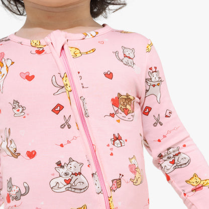 Feline Love Convertible Footie Bamboo Pajama