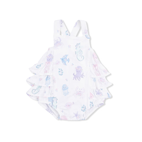 Ruffle Sunsuit - Floral Sea Creatures